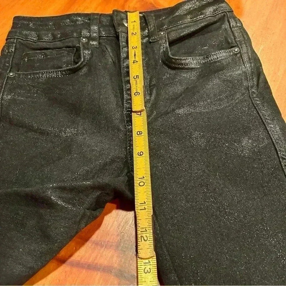 Free People x We The Free High Rise Coated Skinny Jeans Black 25 raw-cut hem - Picture 9 of 15